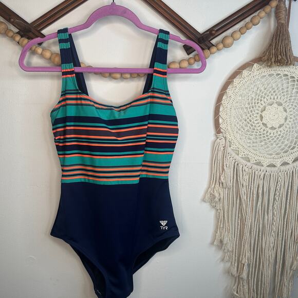 TYR Stripe One Piece Athletic Swimsuit - Picture 1 of 4